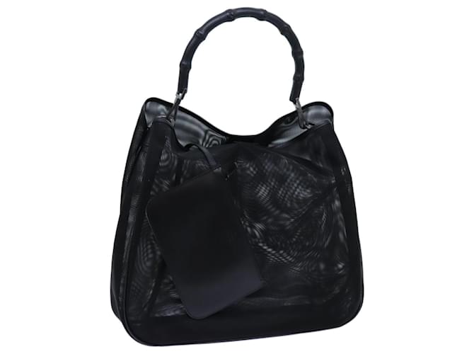 GUCCI Sac à Main en Bambou Nylon Noir 001 5577 Ep d'authentification4033  ref.1361099