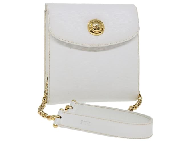 Chloé Chloe Chain Umhängetasche Leder Vintage Weiß Auth ar11719  ref.1361147