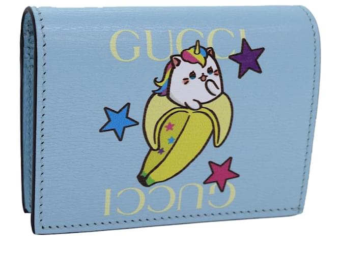 GUCCI Bananya Wallet Leather Blue 701009 Auth ac2961A  ref.1361175