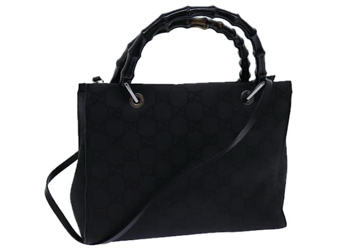 GUCCI Bamboo GG Canvas Hand Bag Nylon 2way Black 002 1016 auth 71796  ref.1361184