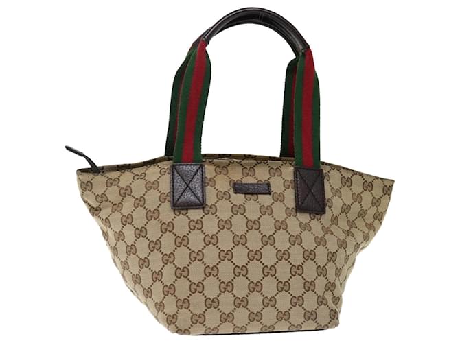 GUCCI GG Canvas Web Sherry Line Hand Bag Beige Red Green 181228 Auth ep4035 Cloth  ref.1361189