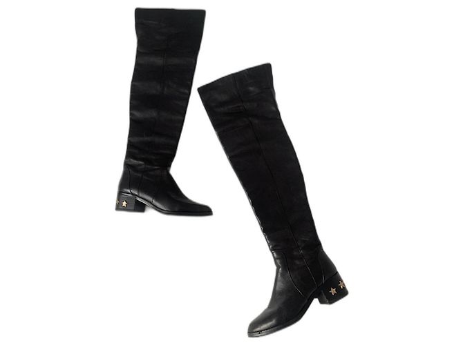 Chanel Black Leather Boots