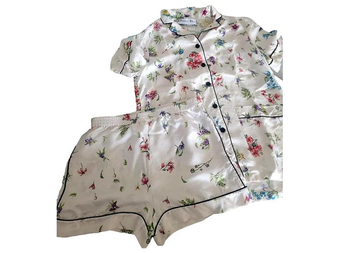 Christian Dior Seidenpyjama Weiß
