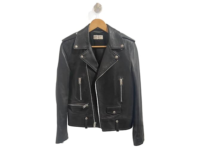 SAINT LAURENT  Jackets T.fr 46 leather Black  ref.1361235