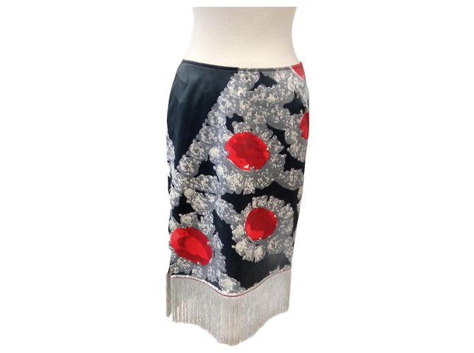 Autre Marque Falda mit grauen Flecos Schwarz