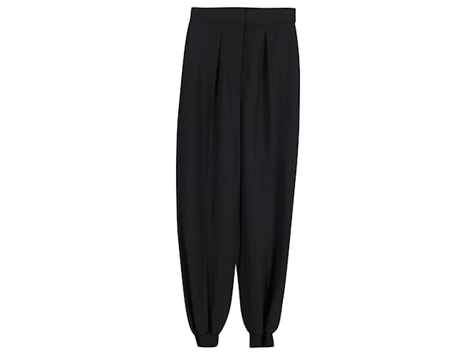 Stella Mc Cartney Stella McCartney Plissee-Tapered-Hose aus schwarzer Wolle  ref.1361289