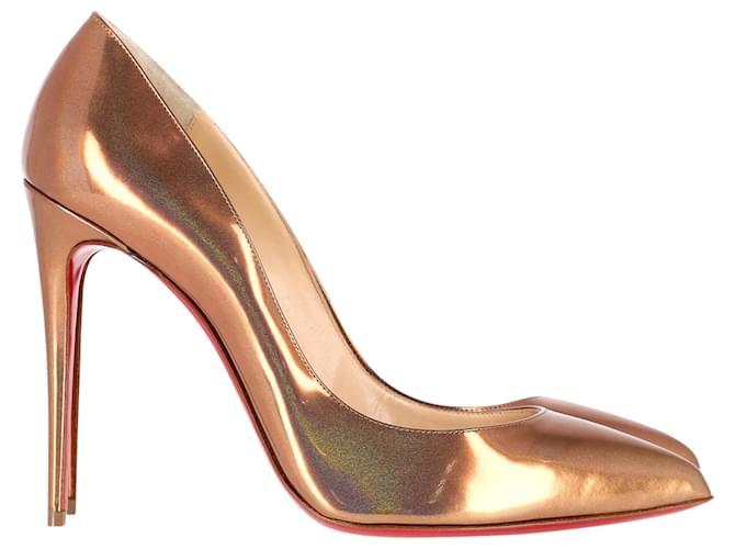 Christian Louboutin Metallic Pigalle Follies Pumps in Bronze Patent Leather  ref.1361327