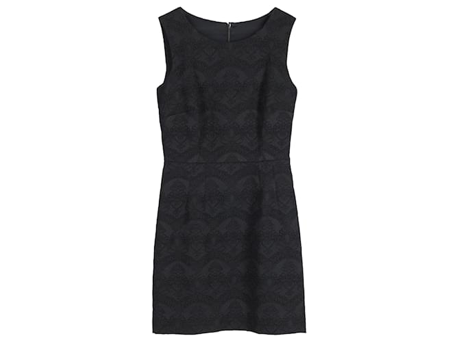 Dolce & Gabbana Lace Pattern Jacquard Sheath Dress in Black Acetate Cellulose fibre  ref.1361339
