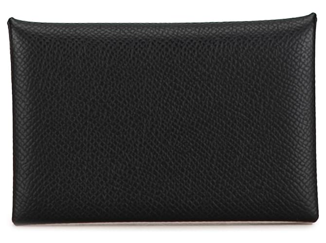 Hermès Black Epsom Calvi Card Holder Leather Pony-style calfskin  ref.1361363