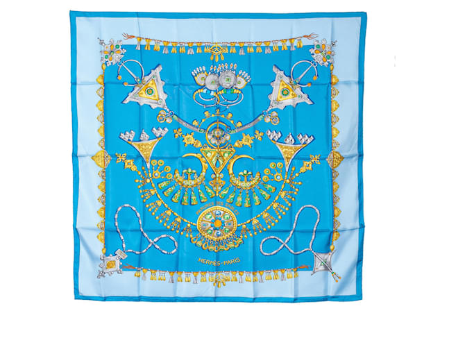 Hermès Blue Parures Des Sables Silk Scarf Cloth  ref.1361410