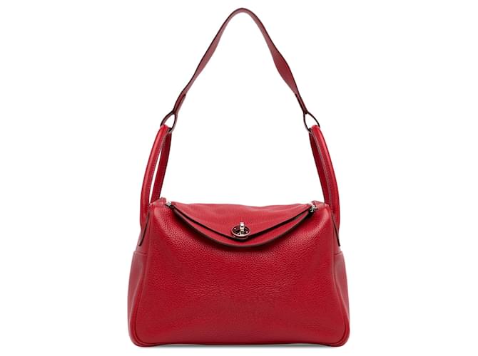 Hermès Red Clemence Lindy 30 Leather Pony-style calfskin  ref.1361432