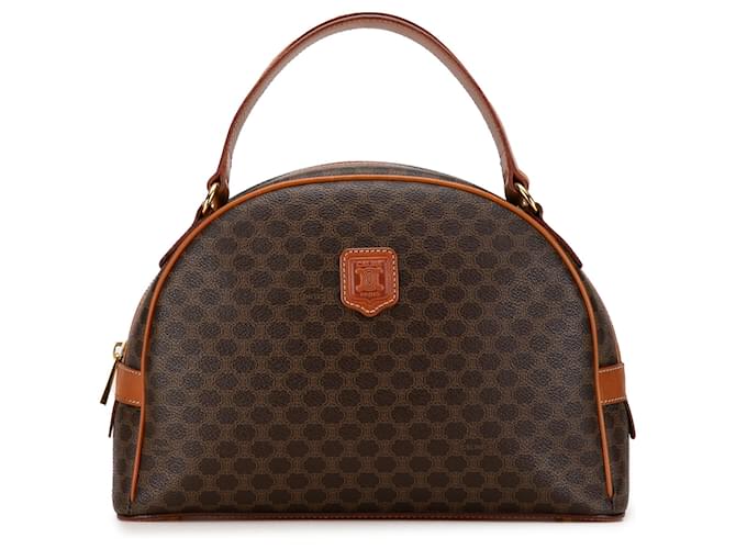 Céline Celine Brown Macadam Dome Handbag Pony-style calfskin Cloth  ref.1361442