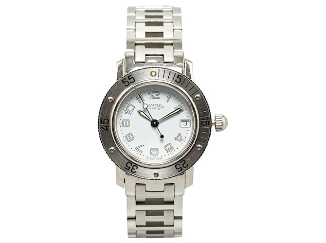 Reloj Hermès Clipper Diver de acero inoxidable y cuarzo plateado Plata Metal  ref.1361451
