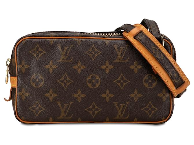 Louis Vuitton Brown Monogram Pochette Marly Bandouliere Leather Cloth  ref.1361460