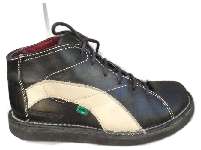 Autre Marque Botas Kickers de couro pretas e brancas Preto Branco