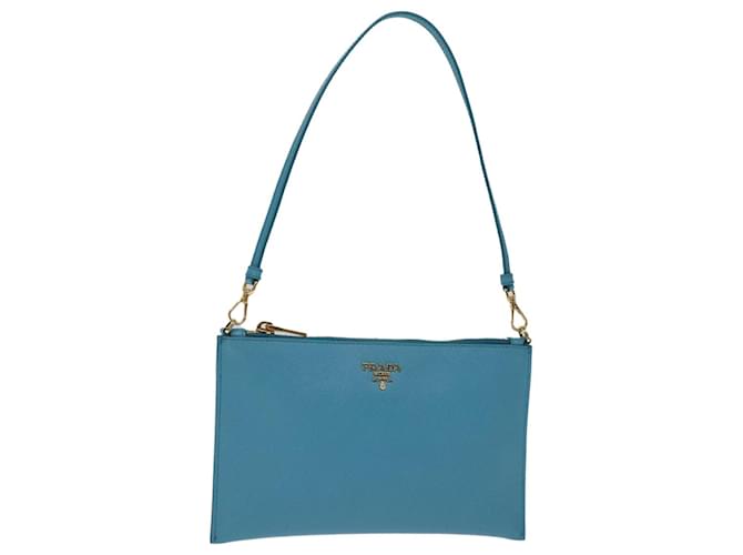 Saffiano PRADA Accessoiretasche Safiano Leder Blau Auth 71575EIN  ref.1361501