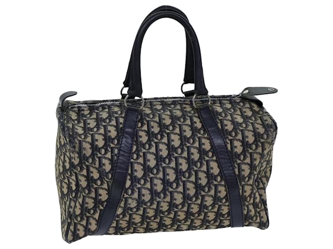 Bolsa Boston Trotter Christian Dior Lona Marinho Autêntico 72426 Azul marinho  ref.1361520