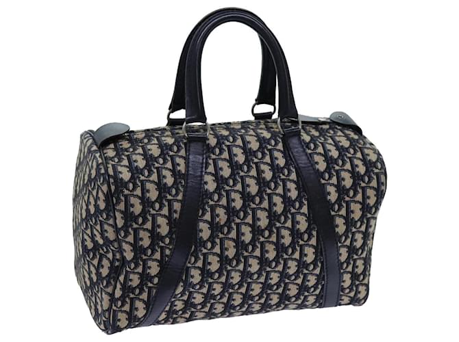 Bolsa Boston Trotter Christian Dior Lona Marinho Autêntico 71776 Azul marinho  ref.1361525