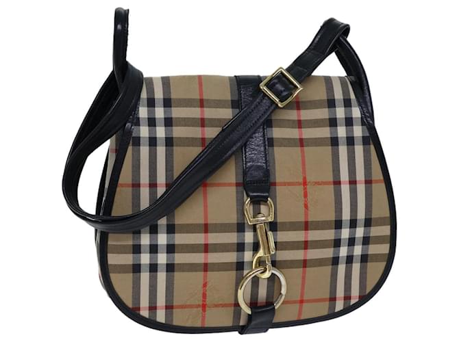 Autre Marque Burberrys Nova Check Sac à bandoulière Toile Beige Auth ki4382  ref.1361531