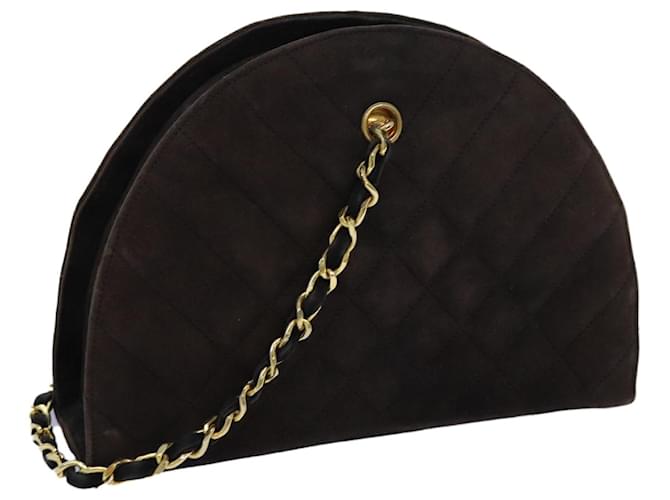 CHANEL Sac à bandoulière en daim marron foncé CC Auth 72079 Suede  ref.1361552