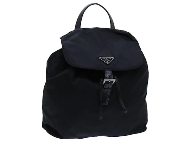 PRADA Chain Backpack Nylon Black Auth 72700  ref.1361557