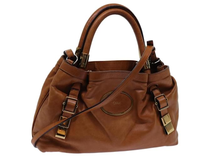 Chloé Chloe Victoria Bolsa De Mão Couro 2maneira Brown Auth yk11966 Marrom  ref.1361594