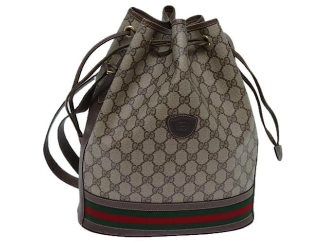 Bolsa de ombro GUCCI GG Supreme Web Sherry Line PVC Bege 001 084 0850 auth 71782  ref.1361629