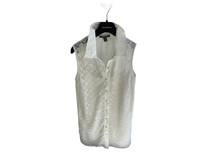 Vestido de encaje de algodón blanco Louis Vuitton