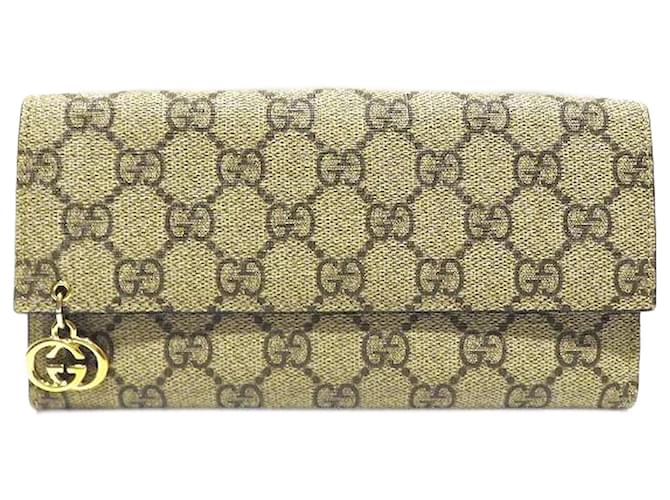 Gucci GG Supreme Charm Long Wallet Canvas Long Wallet 212104 in excellent condition Cloth  ref.1361736