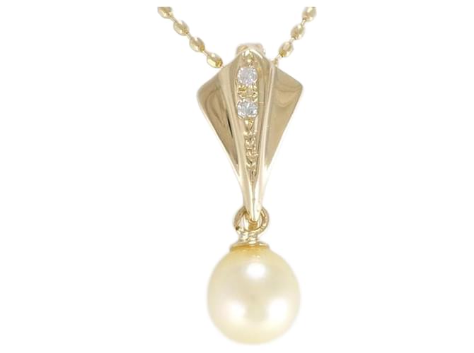 & Other Stories LuxUness 18K Pearl Diamond Necklace Metal Necklace in Excellent condition Golden  ref.1361768
