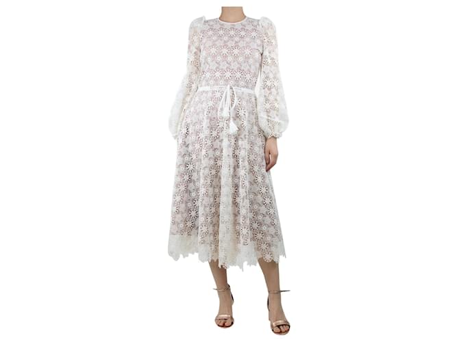 Autre Marque White lace midi dress - size UK 10  ref.1361785