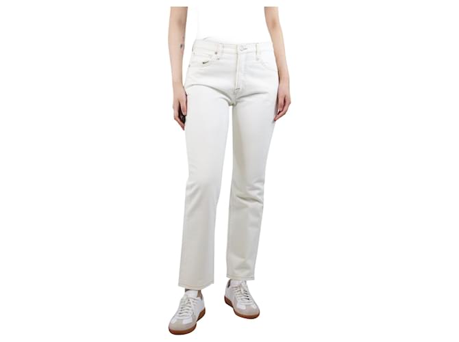 Frame Denim Cremefarbene, gerade geschnittene Jeans „Le Slouch“ mit mittelhohem Bund - Größe UK 8 Roh Baumwolle  ref.1361788