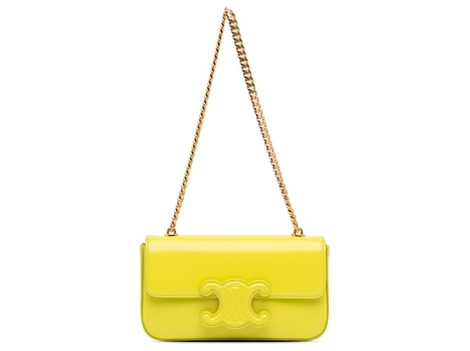 Céline Celine Yellow Cuir Triomphe Chain Shoulder Bag Leather Pony-style calfskin  ref.1361815