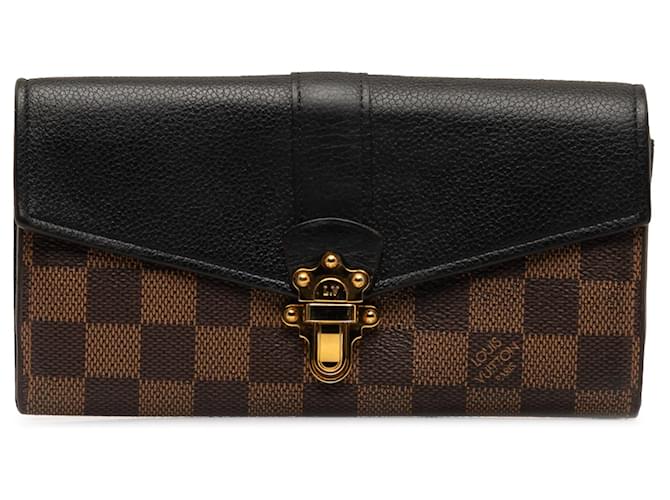 Louis Vuitton Brown Damier Ebene Portefeuille Clapton Cloth  ref.1361836