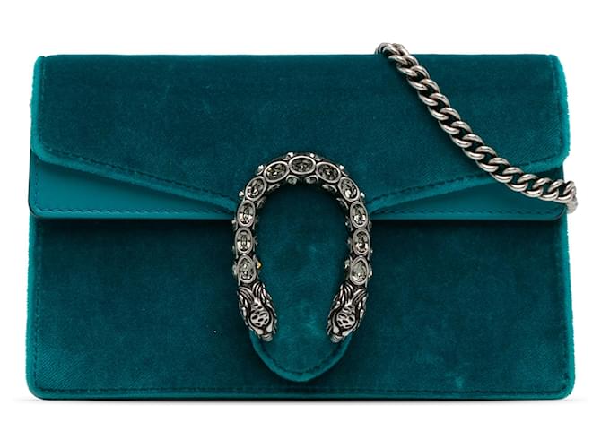 Gucci Blue Super Mini Velvet Dionysus Crossbody Bag Cloth  ref.1361856