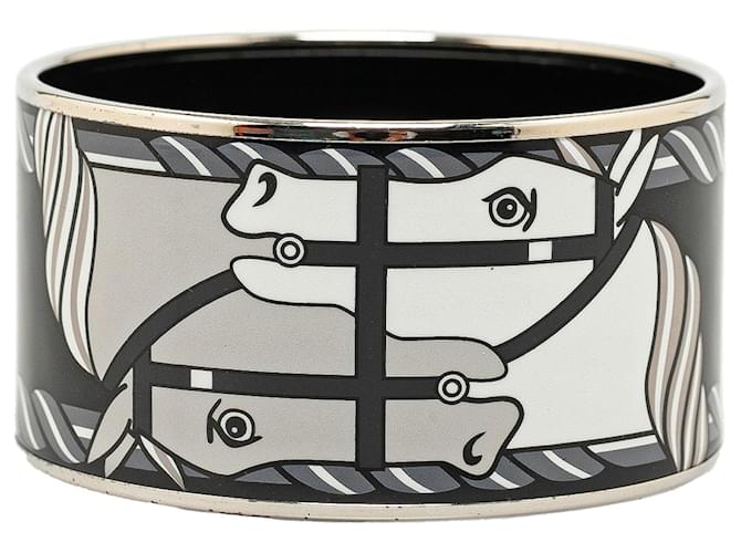 Brazalete Quadridge esmaltado extra ancho gris Hermès Metal Platino  ref.1361858