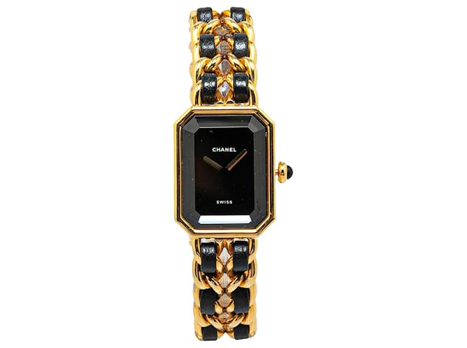 Chanel Gold Quartz Stainless Steel Premiere Chaine Watch Black Golden Metal Gold-plated  ref.1361876