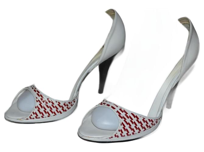 Le Silla sandales Cuir Blanc Rouge  ref.1361897
