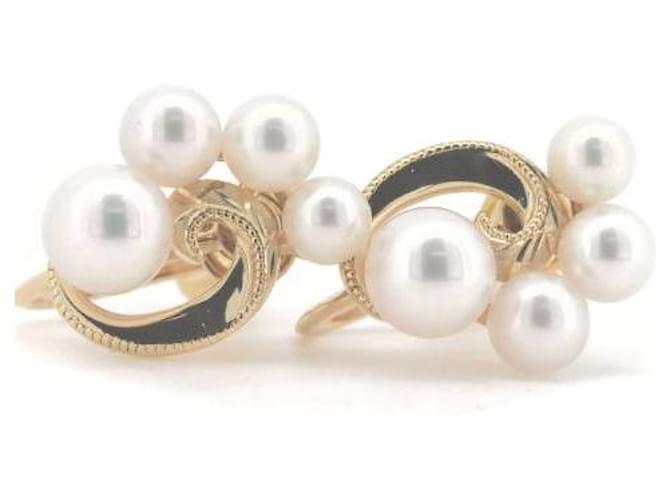 Brincos de Pérola Mikimoto 4.1mm 6.0mm K18YG Ouro Amarelo em Ótimo Estado Dourado Metal  ref.1361938