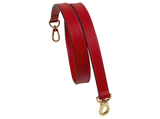 Removable red Louis Vuitton shoulder strap leather strap Golden  ref.1361950