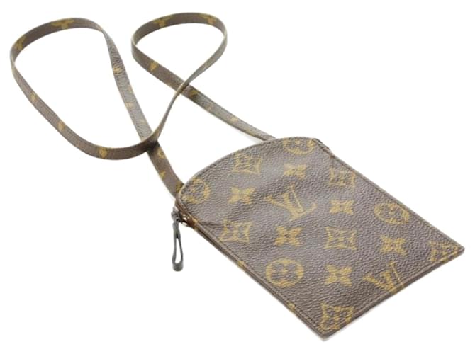 SECRET pouch by LOUIS VUITTON Brown Leather Cloth  ref.1361970