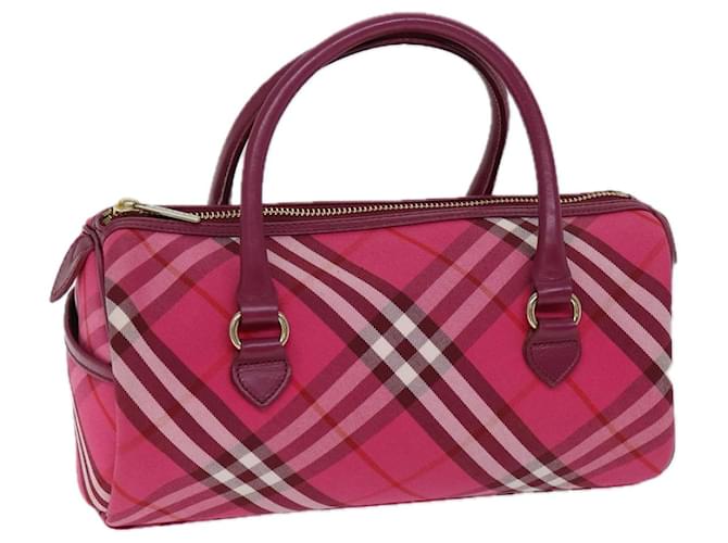 BURBERRY Nova Check Blue Label Hand Bag Canvas Pink Auth 71873 Cloth  ref.1362114