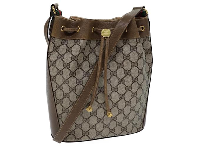 GUCCI GG Canvas Web Sherry Line Shoulder Bag PVC Beige Green Red Auth 72347  ref.1362174