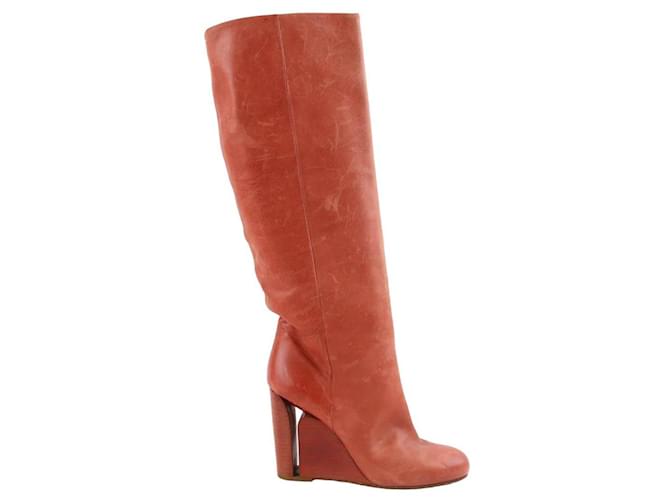 Maison Martin Margiela Lederstiefel Rot  ref.1362202