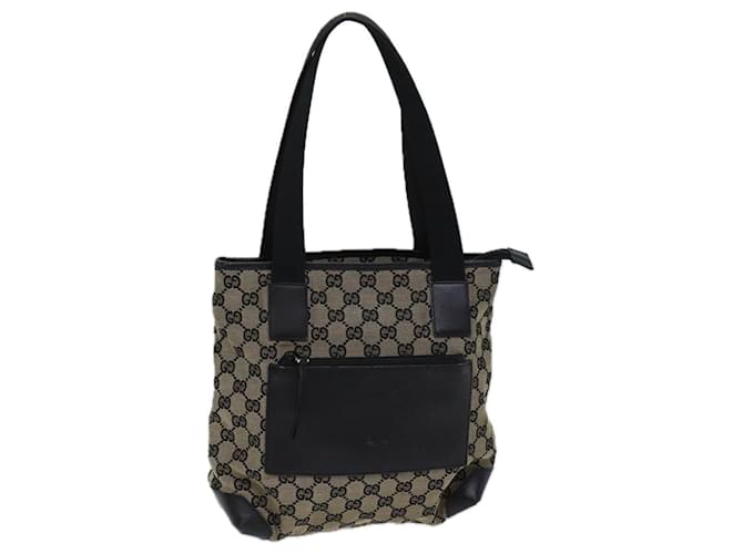 GUCCI GG Canvas Tote Bag Beige Black Auth 72574 Cloth  ref.1362212