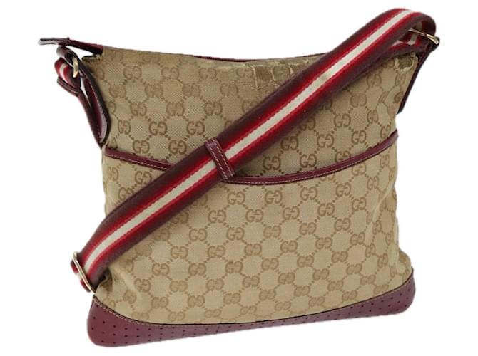 GUCCI GG Canvas Sherry Line Shoulder Bag Beige Red 145857 auth 71790  ref.1362215