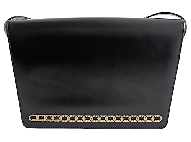 Gucci Bolso de hombro Gucci vintage de cuero negro  ref.1362384