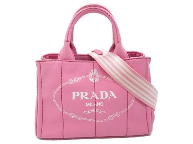 Prada Canapa Logo Handbag Pink Cloth  ref.1362623