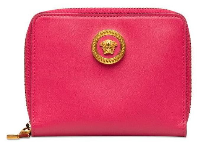 Versace Leather Medusa Zippy Wallet Pink Pony-style calfskin  ref.1362637