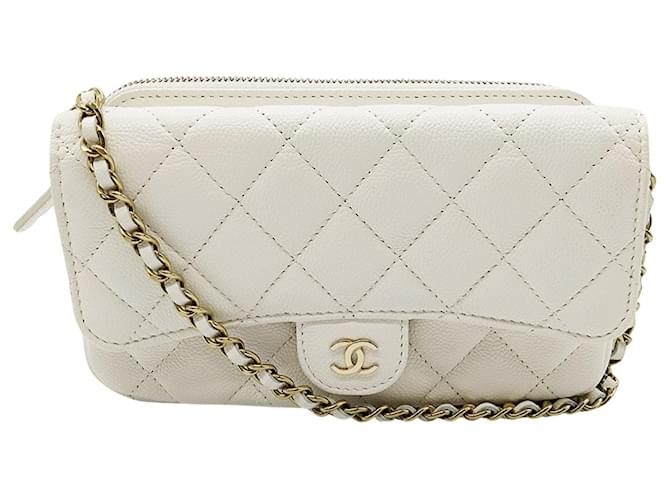 Timeless Chanel Senza Tempo Bianco Pelle  ref.1362724